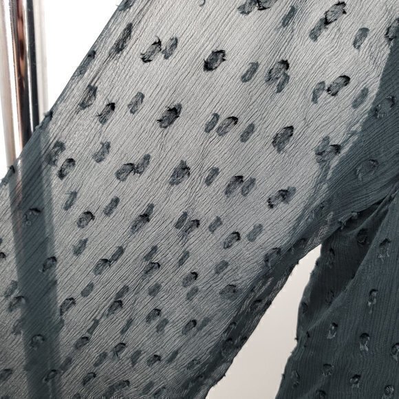 Free People Sheer Textured Long Sleeve Surplice Mini Dress Top S Dark Navy Blue - Picture 13 of 16